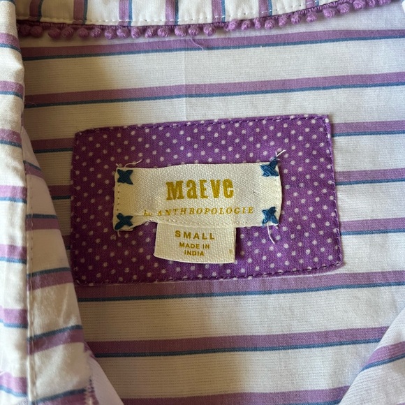 Anthropologie Maeve Embroidered Button Down Shirt in Butterfly S - Picture 2 of 5